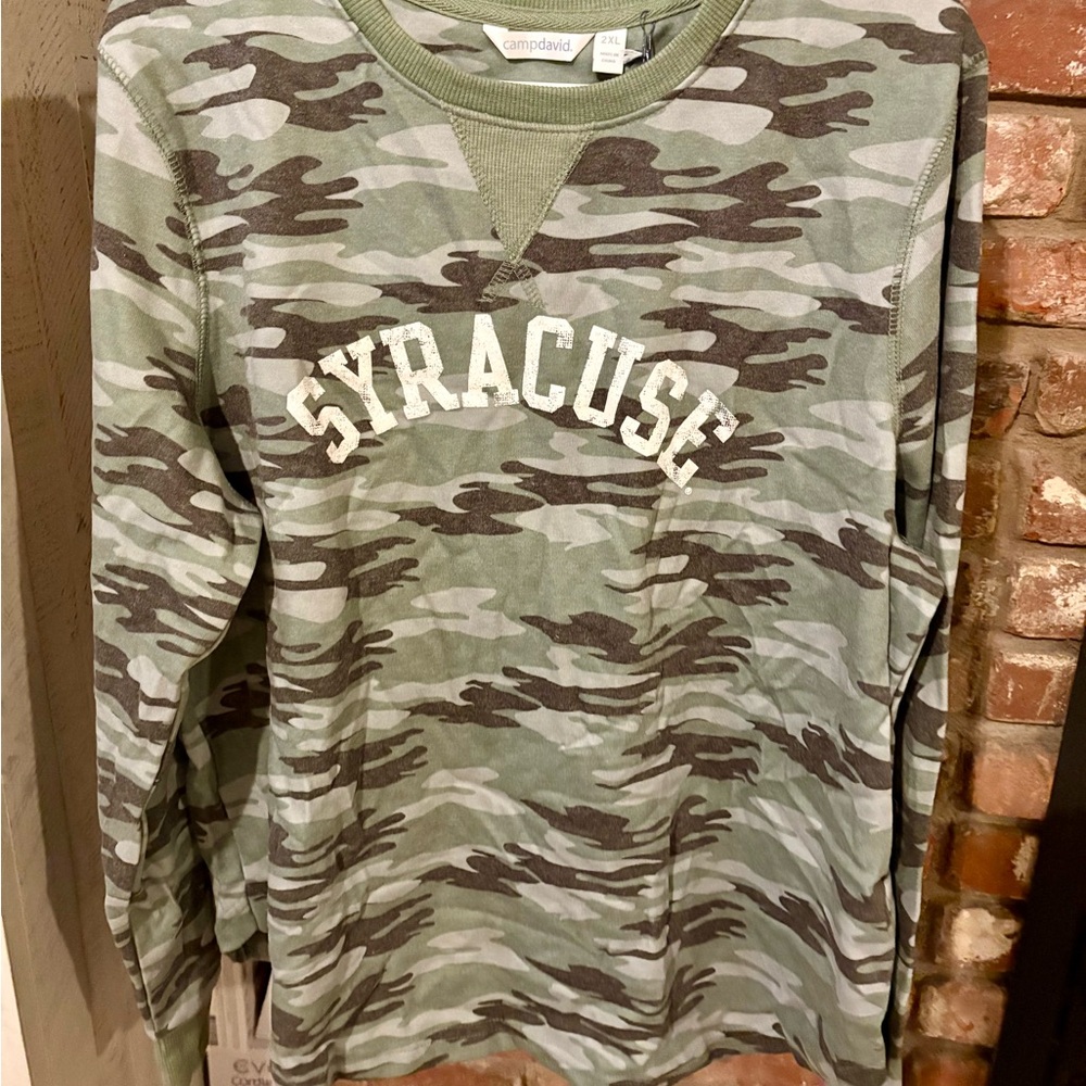 Camp David Green Camo Syracuse Women's Crew Neck Sweater NWT